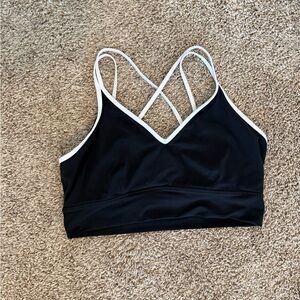 Women's Black and White Strappy Sports Bra